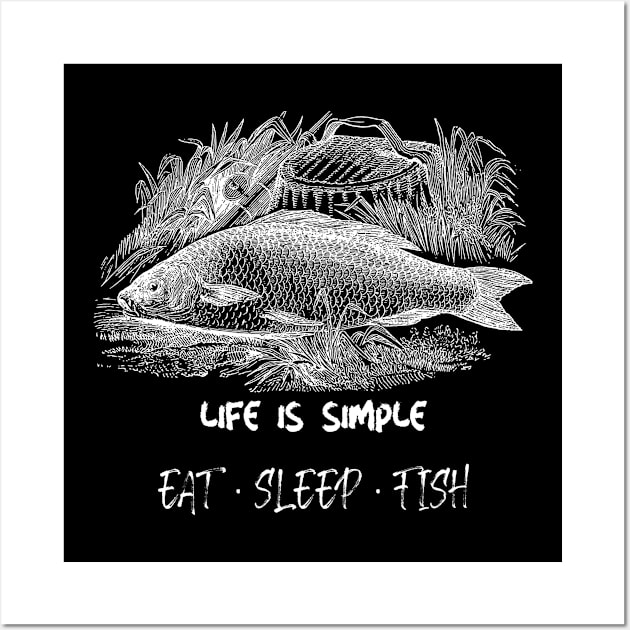 Life is Simple with eat sleep and fish Wall Art by John Byrne